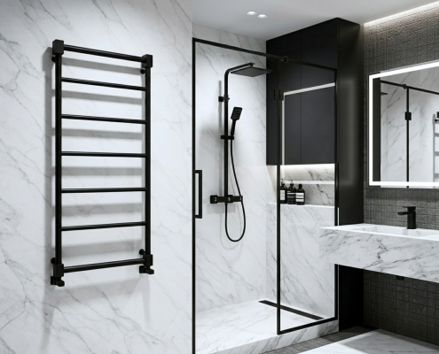 Nexo w pokryciu czarny mat. Grzejnik nowoczesny